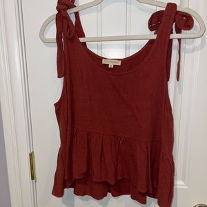 LA Hearts Rust Orange Shoulder Tie Tank Top